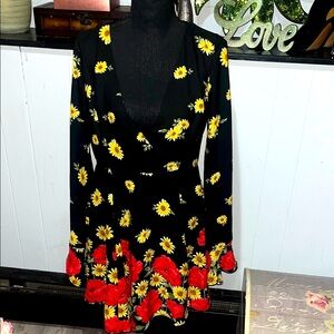 Forever 21 Black Dress with Floral High Low Design